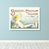 Chocoloate Art Nouveau Vrouw Canvas Afdruk (Insitu (Houten vloer))