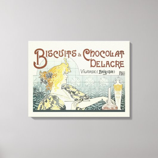 Chocoloate Art Nouveau Vrouw Canvas Afdruk (Voorkant)