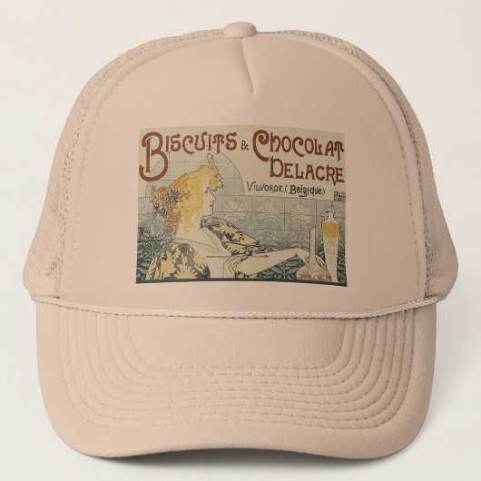 Chocoloate Art Nouveau Vrouw Trucker Pet (Voorkant)