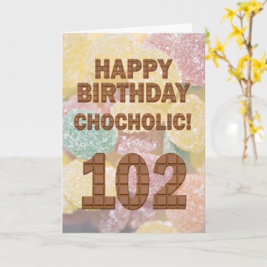 Chocololic 102e verjaardagskaart kaart (Gele Bloem)