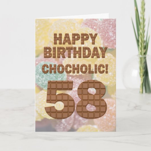 Chocololic 58e geboortedag kaart (Voorkant)