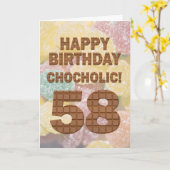 Chocololic 58e geboortedag kaart (Gele Bloem)