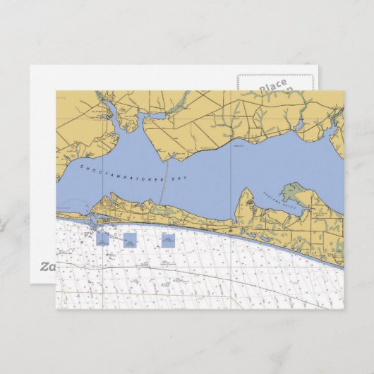 Choctawhchee Bay, FL Nautical Chart Briefkaart (Voorkant / Achterkant)