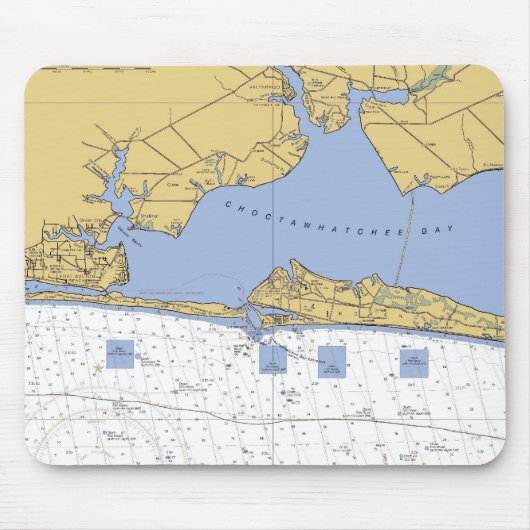 Choctawhchee Bay, FL Nautical Chart Muismat (Voorkant)
