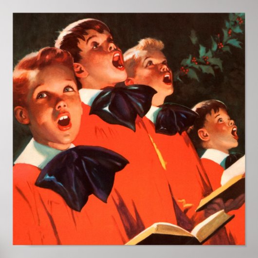 Choir Boys Singing Choir Holly Ivy Holiday Robes Poster (Voorkant)