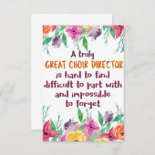 Choir Director Chorus lerares Appreciation Gift Bedankkaart (Voorkant / Achterkant)