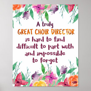 Choir Director Chorus lerares Appreciation Gift Poster