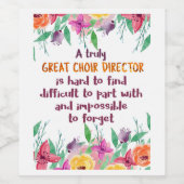 Choir Director Chorus lerares Appreciation Gift Wijn Etiket (Enkel label)