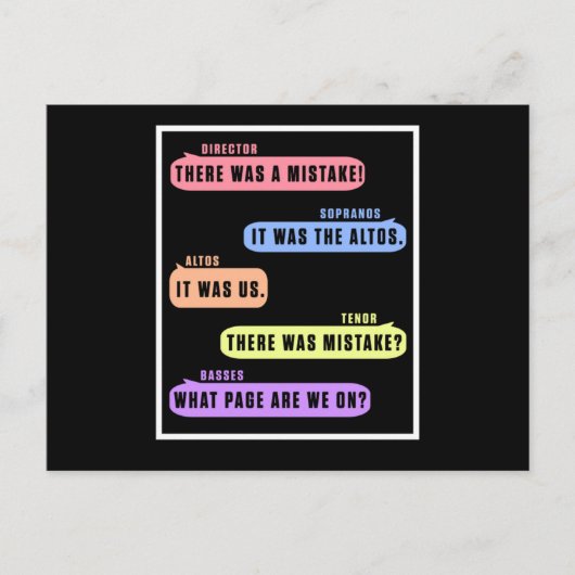 Choir Director Tenor Soprano Altos Basses Chorus G Briefkaart (Voorkant)