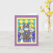 CHOIR-KATTEN EN MOUSSENZUIVERING XMAS CAROL blanco Kaart (Gele Bloem)