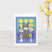 CHOIR-KATTEN EN MOUSSENZUIVERING XMAS CAROL blanco Kaart (Gele Bloem)