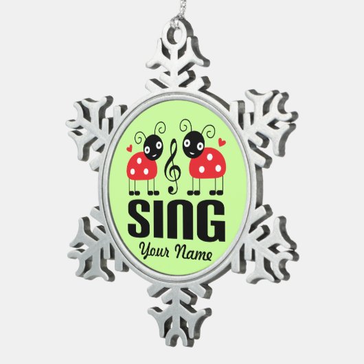 Choir Music Ladybug Tin Sneeuwvlok Ornament (Rechts)