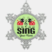 Choir Music Ladybug Tin Sneeuwvlok Ornament (Voorkant)