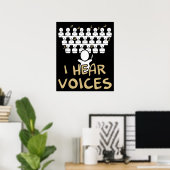 Choir Teacher I Hear Voices Funny Chorister T-shir Poster (Thuiskantoor)