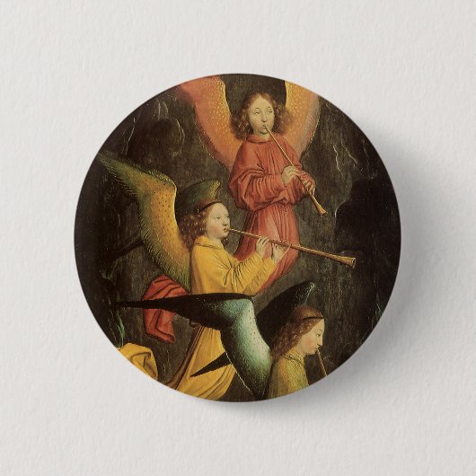 Choir van Angels door Simon Marmion, renaissance A Ronde Button 5,7 Cm (Voorkant)