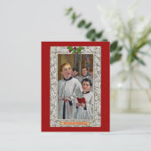 Choirboys zingen kerstliederen feestdagenkaart (Staand voorkant)