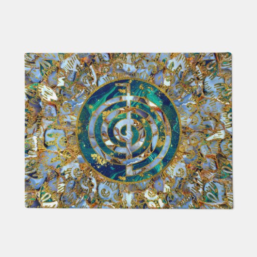 Choku Rei Symbool in Mandala over marmer en goud Deurmat (Voorkant)