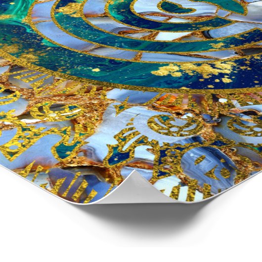 Choku Rei Symbool in Mandala over marmer en goud Poster (Hoek)