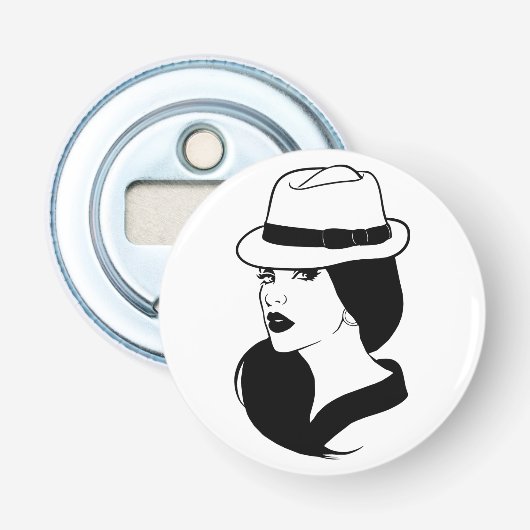 Chola Mexican Latina Girl Womans Face Art Button Flesopener (Voorkant)