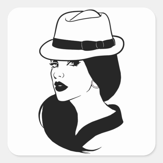 Chola Mexican Latina Girl Womans Face Art Vierkante Sticker (Voorkant)