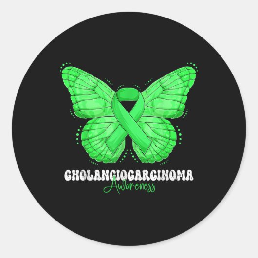 Cholangiocarcinoom bewustzijn maand groen lint Bu Ronde Sticker (Voorkant)