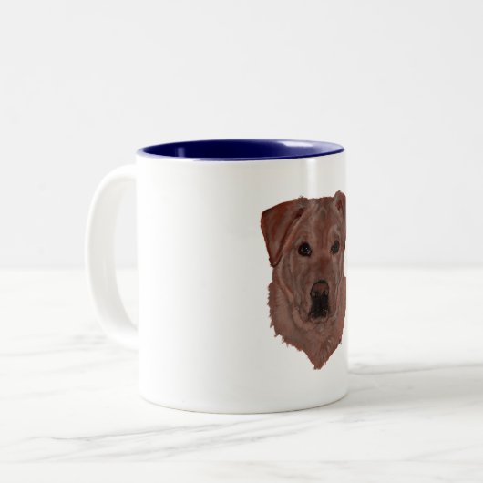 Cholcolate Brown Labrador Retriever Tweekleurige Koffiemok (Voorkant links)