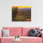 Cholla Cactus Desert Flowers Arizona Sunset 20x16 Canvas Afdruk (Insitu (Woonkamer))
