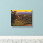 Cholla Cactus Desert Flowers Arizona Sunset 8 x 10 Canvas Afdruk (Insitu (Houten vloer))