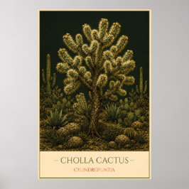 Cholla Cactus – Vintage Botanische Illustratie Poster