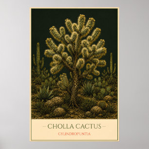 Cholla Cactus – Vintage Botanische Illustratie Poster