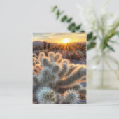 Chollas Cactus Sunrise Briefkaart (Staand voorkant)