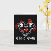 Cholo Gothic hart schedel Roos doornen Gotisch Tat Kaart (Gele Bloem)