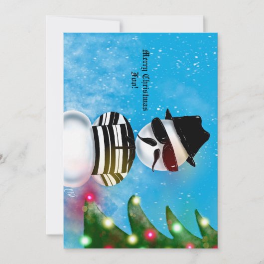Cholo Sneeuwman Foo Kerstboom Licht Sneeuw Feestdagenkaart (Voorkant)