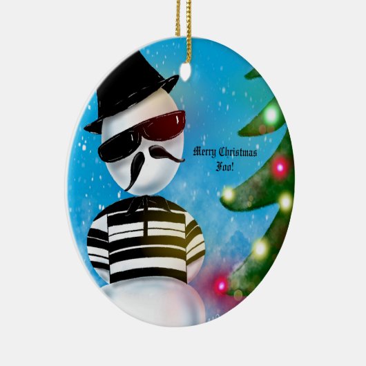 Cholo Sneeuwman Foo Kerstboom Licht Sneeuw Keramisch Ornament (Rechts)