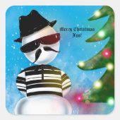 Cholo Sneeuwman Foo Kerstboom Licht Sneeuw Vierkante Sticker (Voorkant)