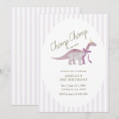 Chomp Chomp Ik Ben Twee Dinosaur Verjaardag Kaart (Voorkant / Achterkant)