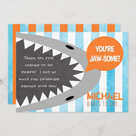 Chomp Chomp Je bent een soort haaienthema Dank je  Feestdagenkaart (Voorkant / Achterkant)