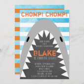 Chomp Chomp Shark Thema Verjaardagsboy gestreepte  Kaart (Voorkant / Achterkant)