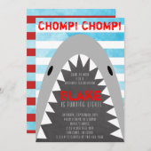 Chomp Chomp Shark Theme Birthday Boy striped Jaws Kaart (Voorkant / Achterkant)