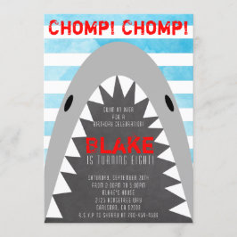 Chomp Chomp Shark Theme Birthday Boy striped Jaws Kaart