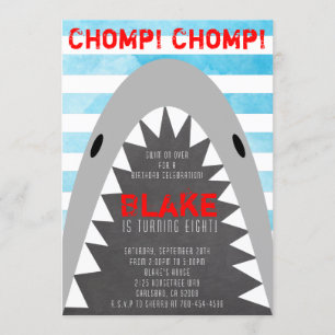 Chomp Chomp Shark Theme Birthday Boy striped Jaws Kaart