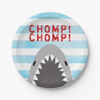 Chomp Chomp Shark Theme Birthday Boy striped Jaws Papieren Bordje