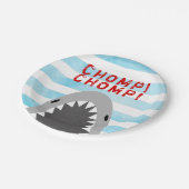 Chomp Chomp Shark Theme Birthday Boy striped Jaws Papieren Bordje (Gekanteld)