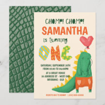 Chomp. Crocodile Alligator Birthday Uitnodiging