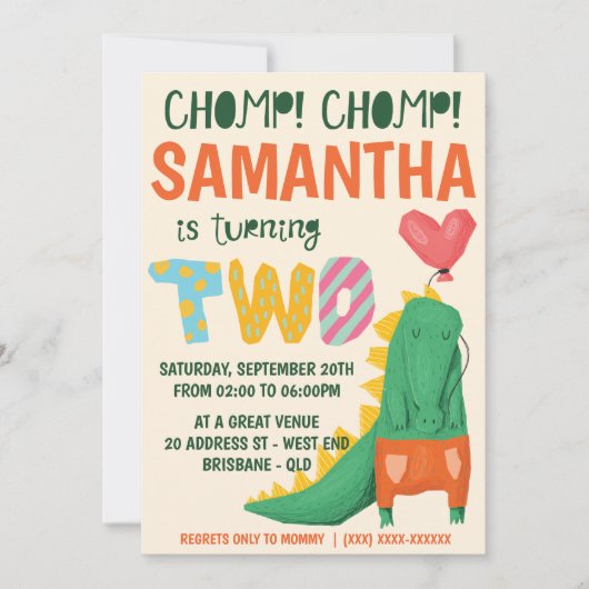 Chomp. Crocodile Alligator Birthday Uitnodiging (Voorkant)