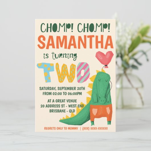 Chomp. Crocodile Alligator Birthday Uitnodiging (Staand voorkant)