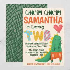 Chomp. Crocodile Alligator Birthday Uitnodiging