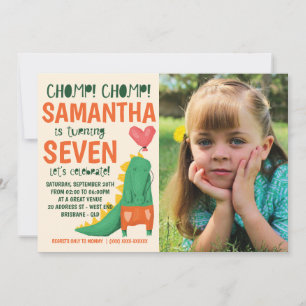 Chomp. Crocodile Birthday Fotouitnodiging Kaart