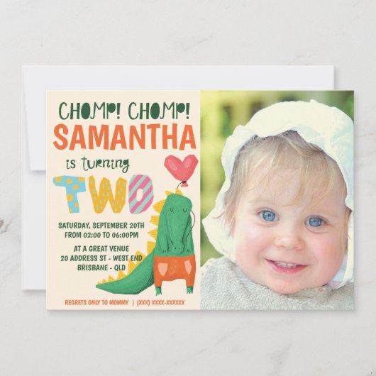 Chomp. Crocodile Birthday Fotouitnodiging Kaart (Voorkant)