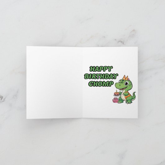 Chomp Dinosaurus Verjaardag Kaart (Binnen)
